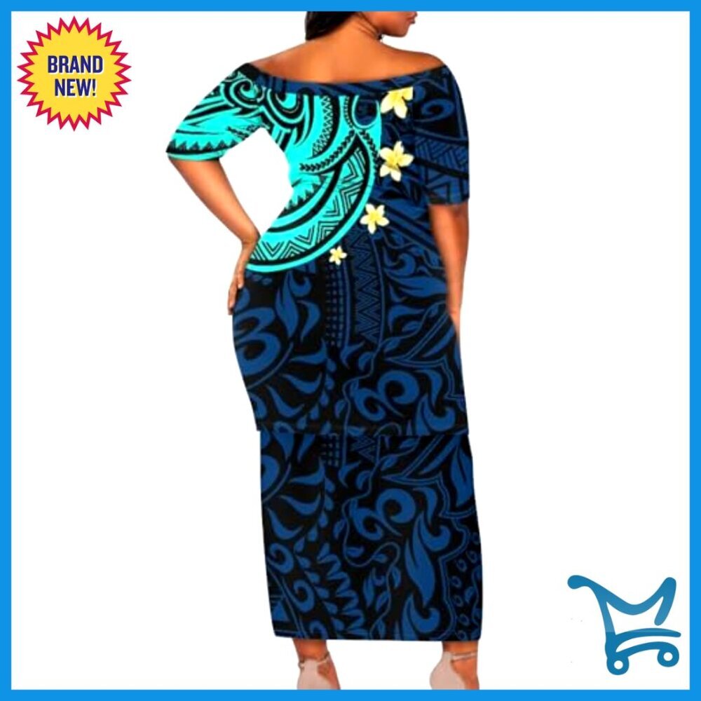 Polynesian Strapless Dress & Men's Shirt Couples Outfit Set S-4XL - Picture 5 of 6